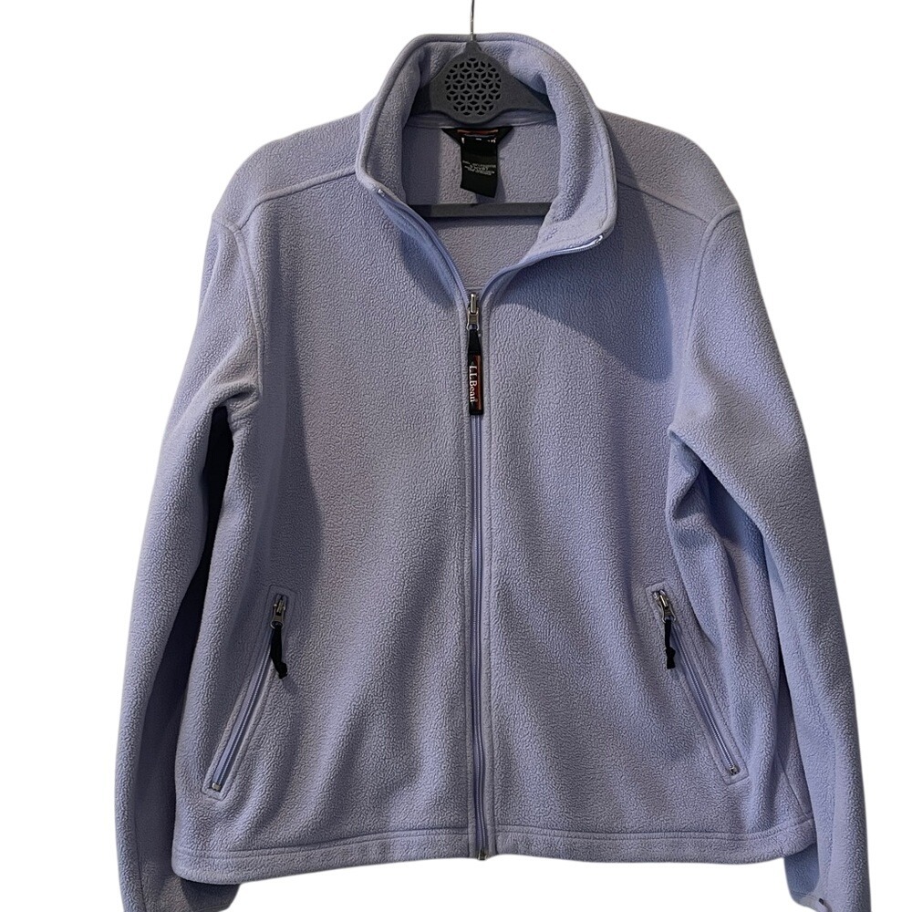 LL Bean Lavender Purple Zip Up Fleece Jacket Large